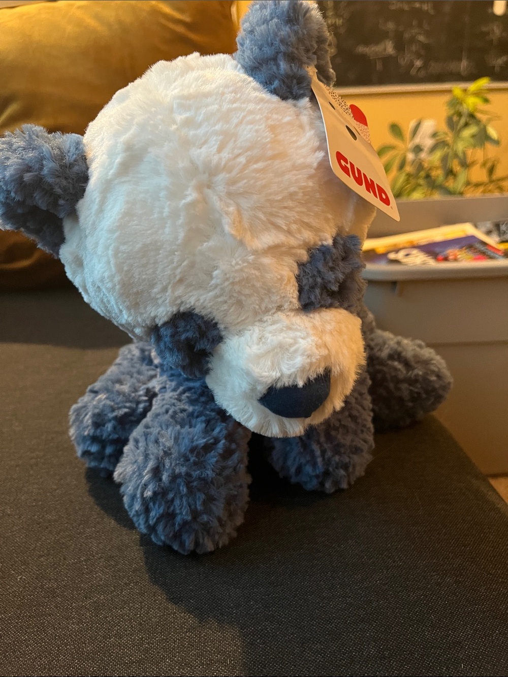 GUND Plush Panda in White and Dusty Blue new with tag unused